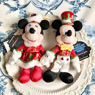 ミッキーマウス(ミッキーマウス)の東京ディズニーランド ミッキー ミニー ぬいぐるみバッジ クリスマス(キャラクターグッズ)