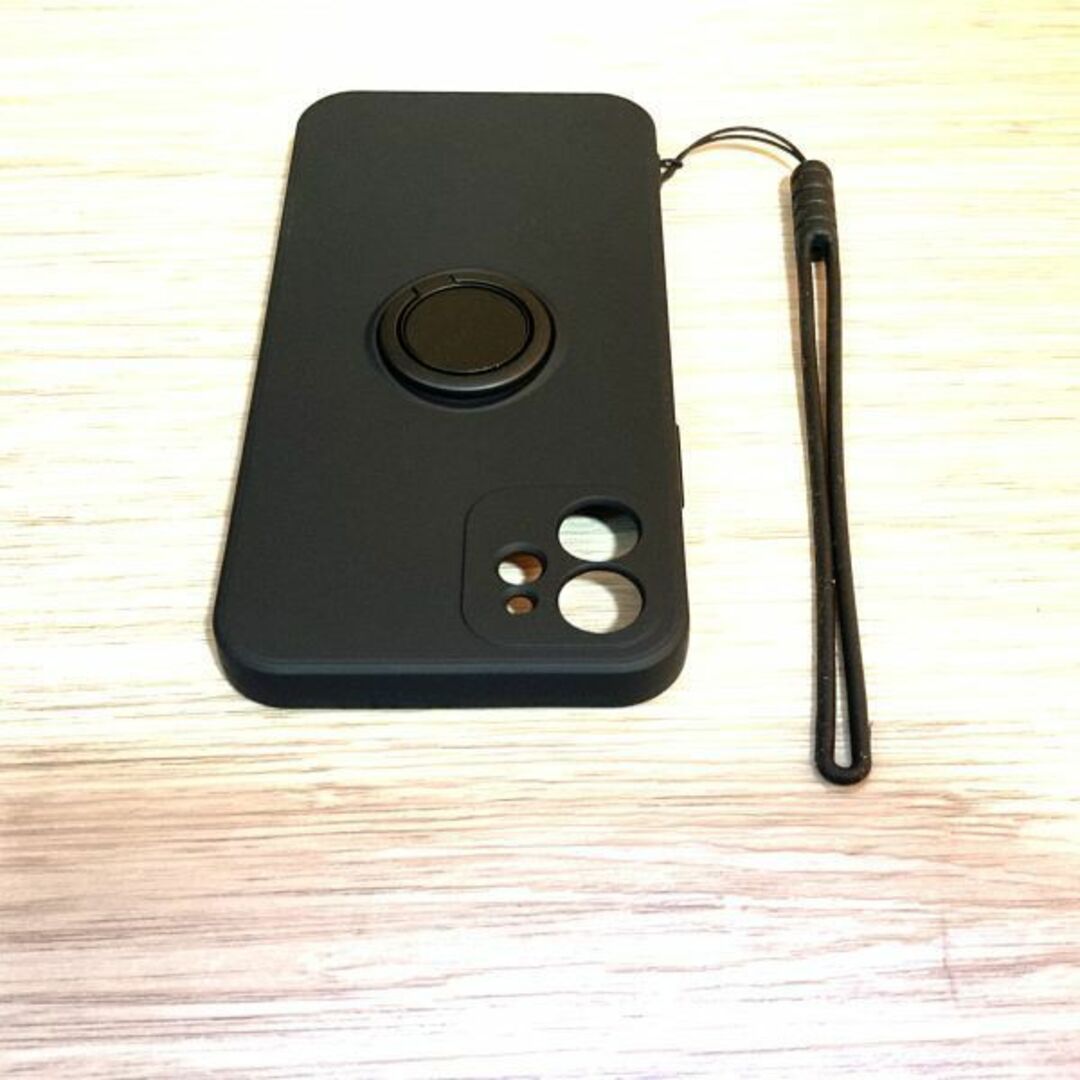 iPhone 12　ソフトケース カバー TPU　スマホリング　ブラック スマホ/家電/カメラのスマホアクセサリー(Androidケース)の商品写真