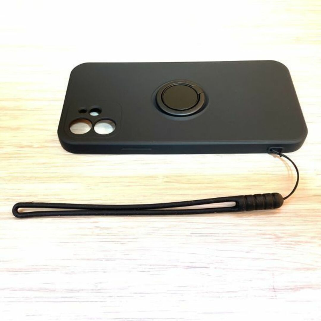 iPhone 12　ソフトケース カバー TPU　スマホリング　ブラック スマホ/家電/カメラのスマホアクセサリー(Androidケース)の商品写真