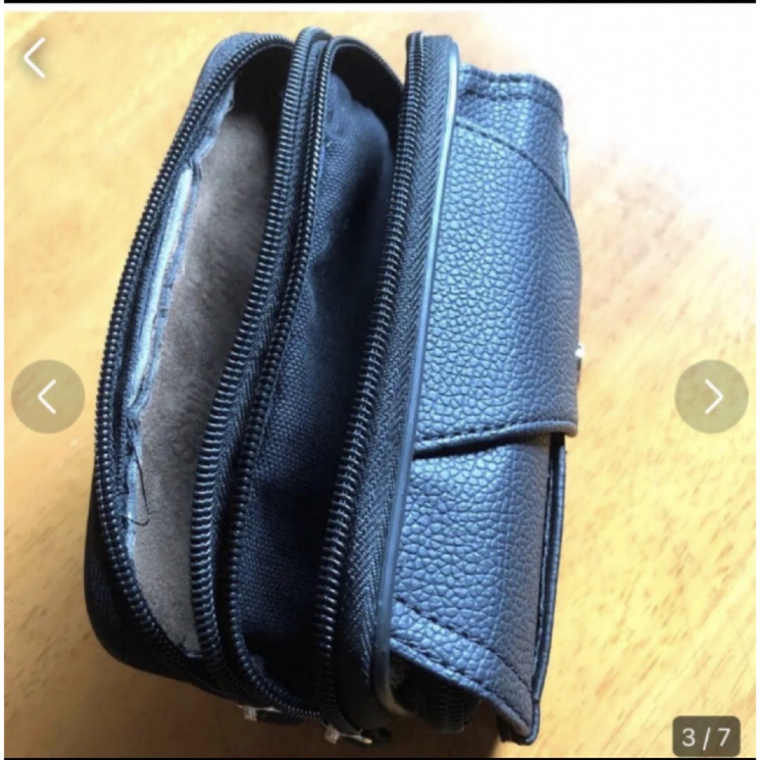 トリプルファスナー＋1ポケット　ベルトポーチ　ミニポーチ　黒 メンズのバッグ(その他)の商品写真