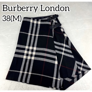 バーバリー(BURBERRY)の美品✨バーバリーロンドン　ノバチェック　巻きスカート　ウール100% 38 M(ひざ丈スカート)