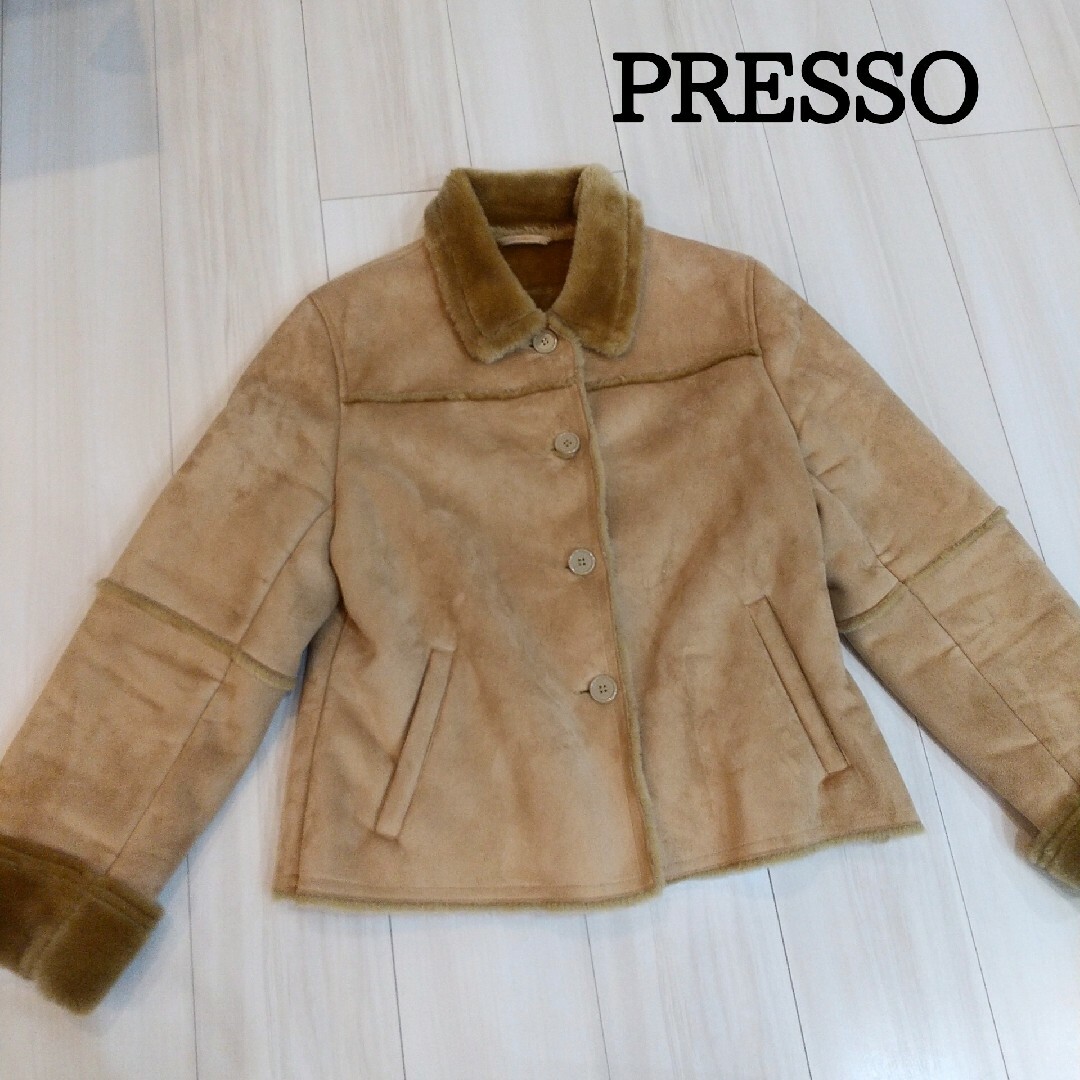 PRESSO ムートン ジャケット 暖かいアウター ベージュ レディースのジャケット/アウター(ムートンコート)の商品写真