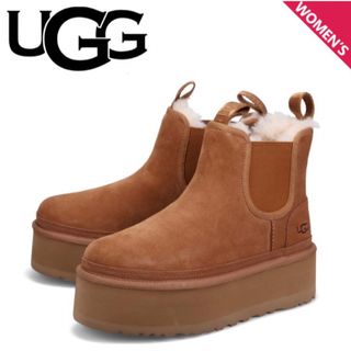 アグ(UGG)のUGG アグ ムートンブーツ  プラットフォーム チェルシー厚底 チェスナット(ブーツ)