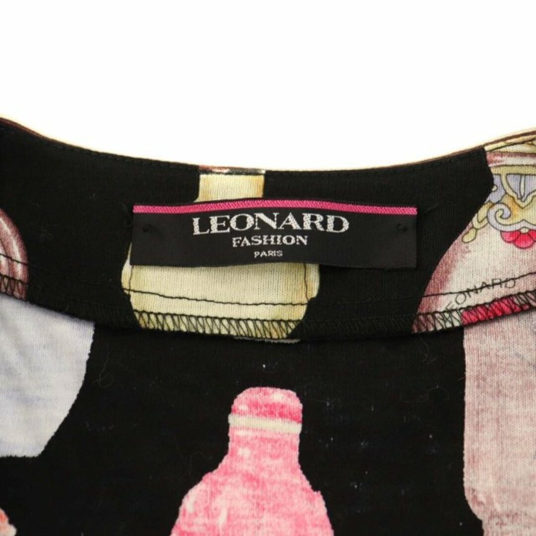 LEONARD(レオナール)のレオナール ファッション カーディガン ノーカラージャケット 半袖 総柄 L 黒 レディースのトップス(カーディガン)の商品写真
