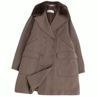 マックスマーラ(Max Mara)のマックスマーラ Max Mara コート 白タグ チェスターコート ダブルブレスト 中綿入り ラビットファー アウター レディース JI42 USA8 FB40(M相当) ブラウン(その他)