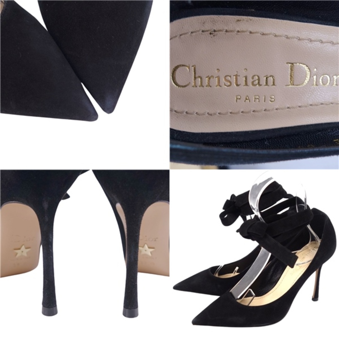 Christian Dior(クリスチャンディオール)のクリスチャンディオール Christian Dior パンプス ヒール ポインテッドトゥ スウェードレザー リボン シューズ レディース 35D(22cm相当) ブラック レディースの靴/シューズ(ハイヒール/パンプス)の商品写真