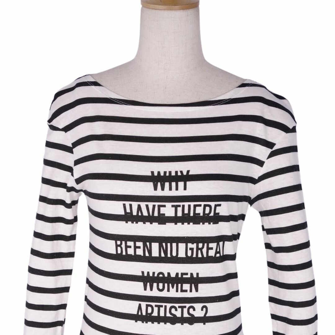 Christian Dior(クリスチャンディオール)の美品 クリスチャンディオール Christian Dior Tシャツ カットソー ロングスリーブ 長袖 ボーダー トップス レディース XS ホワイト/ブラック レディースのトップス(Tシャツ(半袖/袖なし))の商品写真