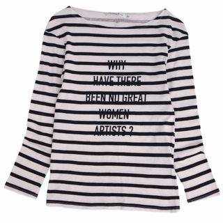 クリスチャンディオール(Christian Dior)の美品 クリスチャンディオール Christian Dior Tシャツ カットソー ロングスリーブ 長袖 ボーダー トップス レディース XS ホワイト/ブラック(Tシャツ(半袖/袖なし))