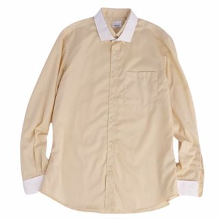 バーバリー(BURBERRY)の極美品 バーバリー BURBERRY シャツ ロングスリーブ 長袖 ダブルカラー 無地 コットン トップス メンズ 16/41(L相当) ベージュ/ホワイト(シャツ)