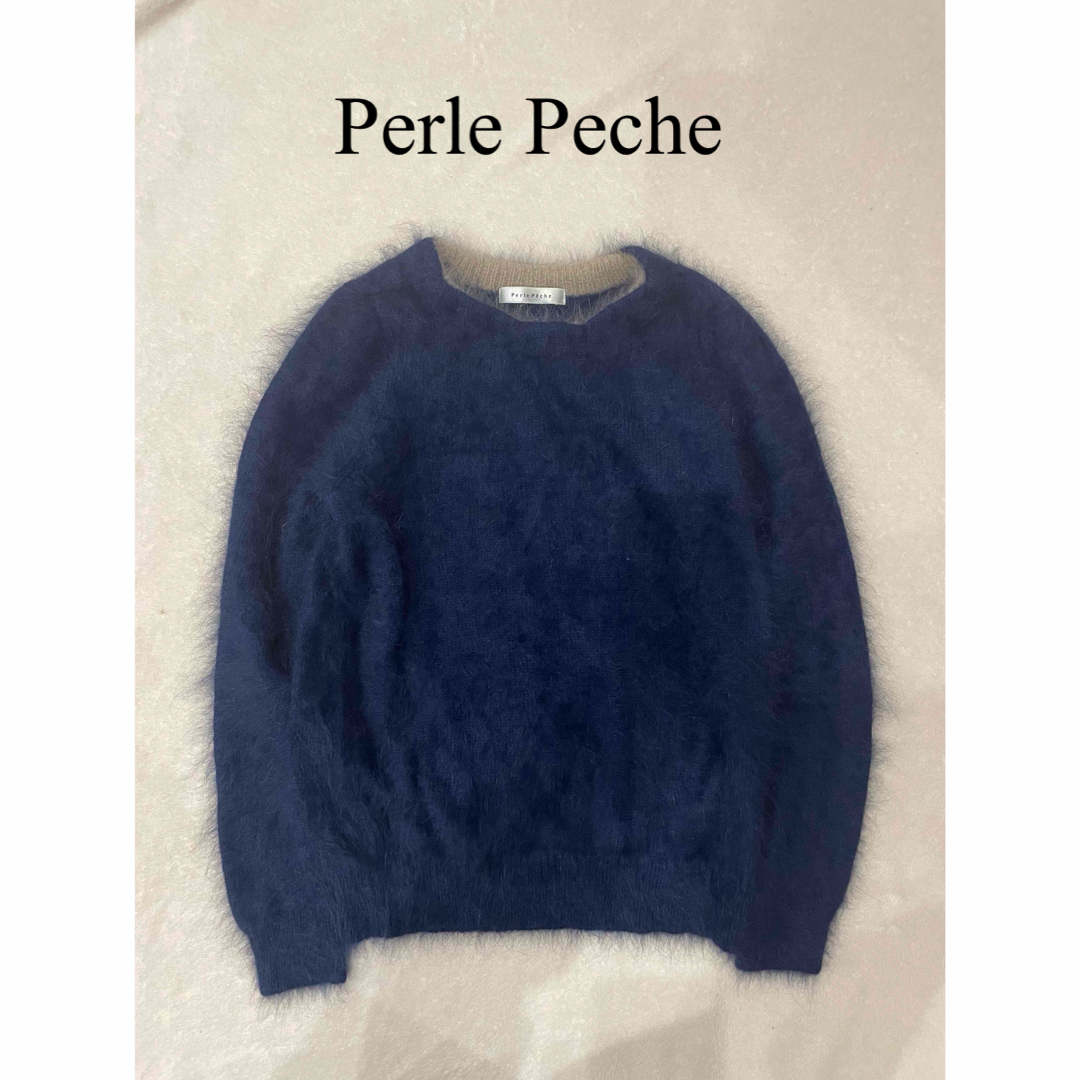 Perle Peche(ペルルペッシュ)のペルルペッシュ　アンゴラ フェレット ブレンドニット レディースのトップス(ニット/セーター)の商品写真