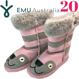 EMU Australia - エミュー　emu 希少品　レア　どうぶつムートンブーツ　ねこ　ピンク　20cm