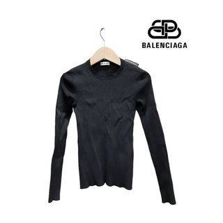 バレンシアガ(Balenciaga)のBALENCIAGA ロゴ タグ ニット Ｓ ブラック(ニット/セーター)