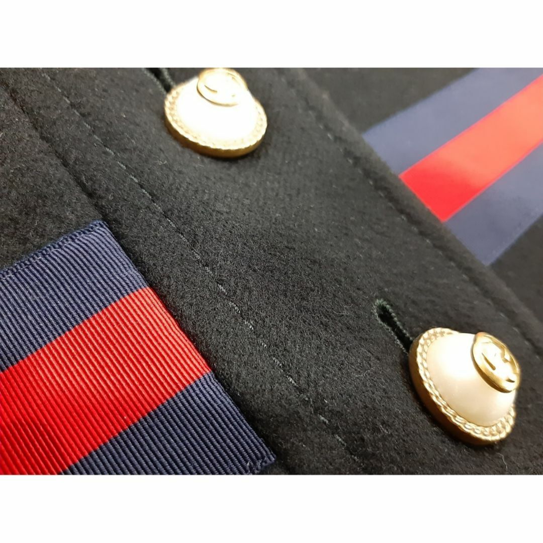 GUCCI グログランウェブネックボウ付 ウールコート 448610 GUCCI グログランウェブネックボウ付 ウールコート 448610