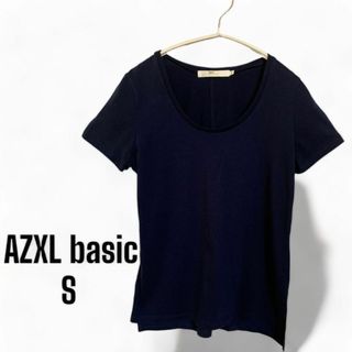 マウジー(moussy)の[アズール] Uネック　サマートップス　 紺　美品　半袖　Ｔシャツ  Sサイズ(Tシャツ(半袖/袖なし))