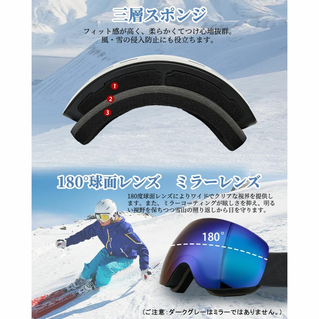[GO!GRM] スキーゴーグル 【REVOミラー偏光レンズ】 OTG 曇り止めスノーボード