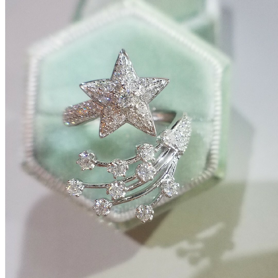 新作リング入荷♡最高級モアサナイト　流れ星リング レディースのアクセサリー(リング(指輪))の商品写真