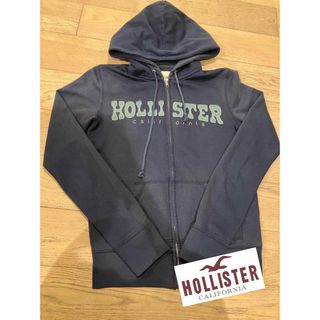 ホリスター(Hollister)のホリスター　ダブルジップ　hollister 裏起毛　ネイビー　ロゴ　刺繍(パーカー)