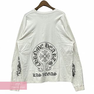 クロムハーツ(Chrome Hearts)のCHROME HEARTS Las Vegas Horseshoe L/S Tee クロムハーツ ラスベガス限定ホースシューロングスリーブTシャツ 長袖カットソー ロンT 袖フローラルプリント ホワイト サイズXXL【231214】【中古-C】【me04】(Tシャツ/カットソー(半袖/袖なし))