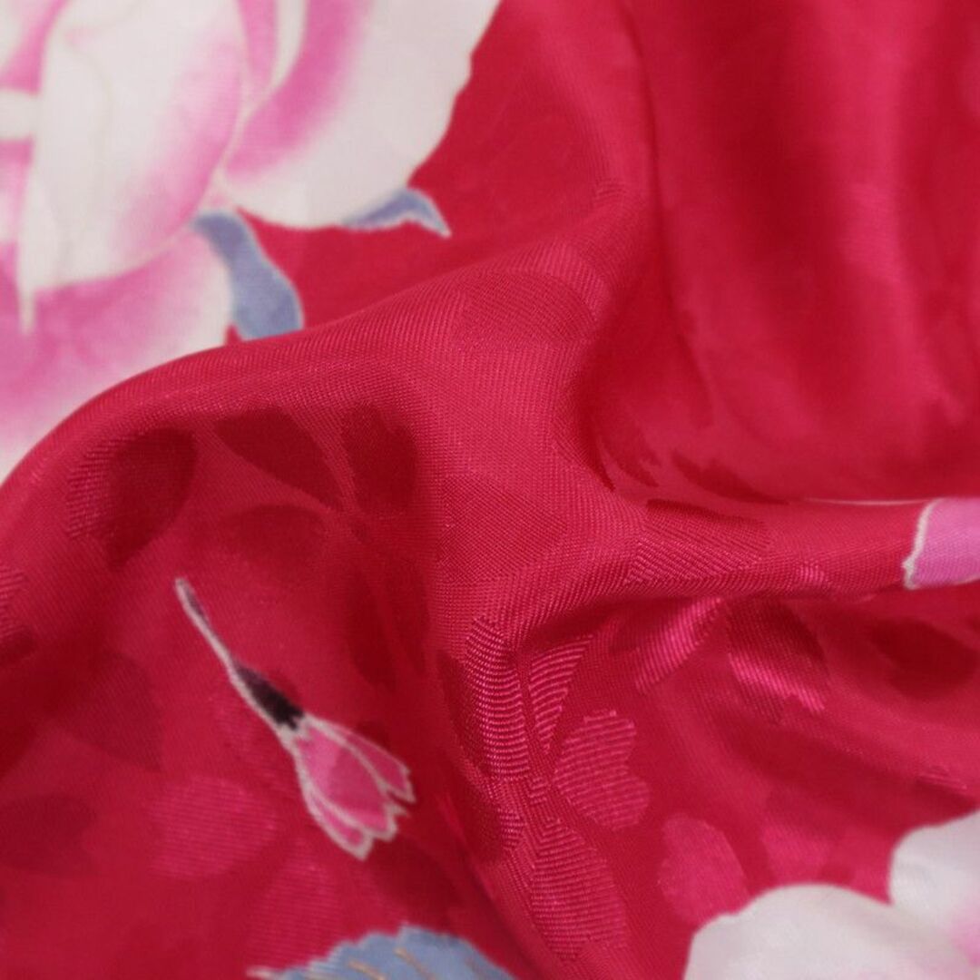 袖丈755cm小振袖 ２尺袖　単品　袴上　洗える着物＊薔薇の花 ピンク＊2RP12