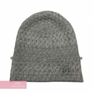 シャネル(CHANEL)のCHANEL Cashmere Knit Beanie シャネル カシミヤニットビーニー ニットキャップ ニット帽 帽子 ロゴ グレー【231214】【中古-A】【me04】(ニット帽/ビーニー)