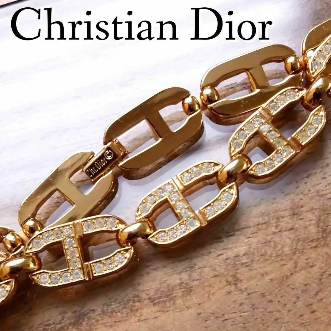 希少美品 Dior ロゴ ブレスレット ヴィンテージ ラインストーン 希少美品 Dior ロゴ ブレスレット ヴィンテージ ラインストーン