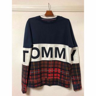 トミーヒルフィガー(TOMMY HILFIGER)のトミーヒルフィガー タータンチェック ビッグロゴスウェット トレーナー　S(スウェット)