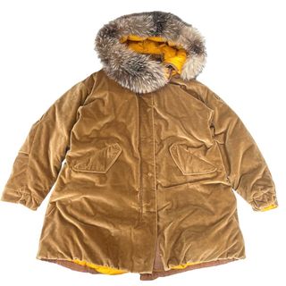 モンクレール(MONCLER)の【限定価格】MONCLER モンクレール ダウンジャケット TADORNE ショートダウン アウター 00サイズ フード付き ファー付き ベージュ イエロー シルバー金具 ポリエステル    レディース 人気 冬【中古品】(ダウンジャケット)