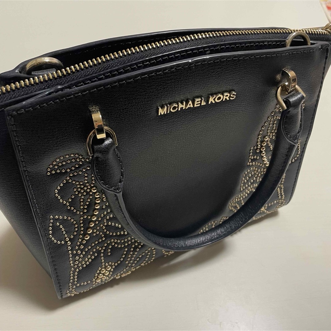 MICHAEL KORS Black 黒　ブラック　ショルダーバッグ　スタッズ2823⚫︎高さ