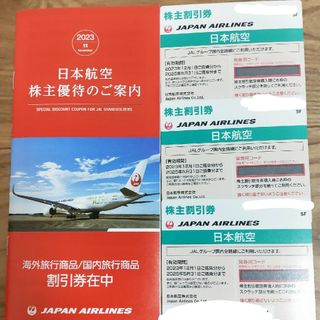 JAL株主割引券 3枚海外旅行商品/国内旅行商品割引券冊子付き(航空券)