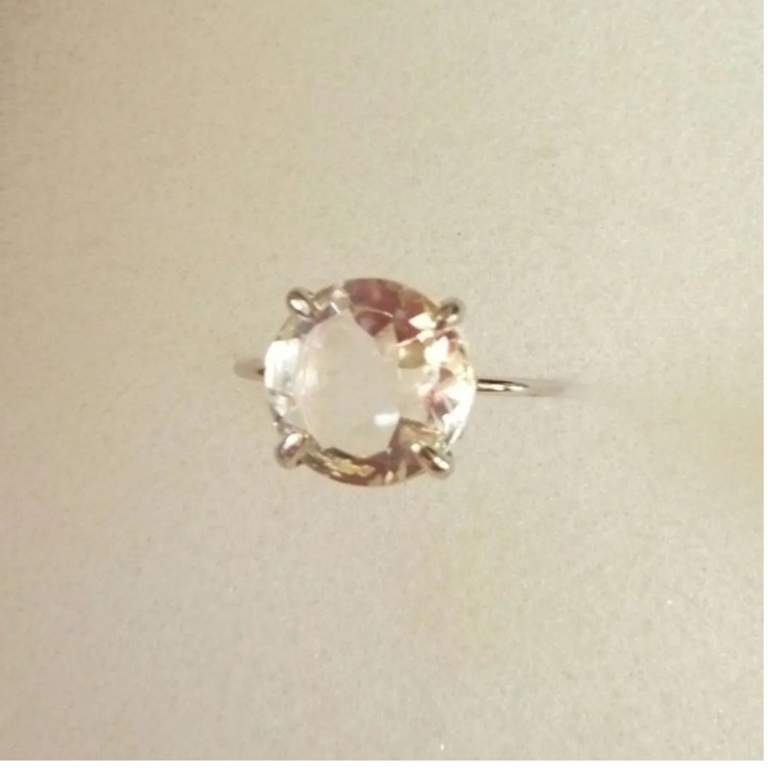 水晶（クリスタル）10×10㎜ラウンドファセットシルバーリング指輪★ハンドメイド レディースのアクセサリー(リング(指輪))の商品写真