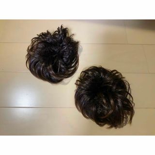 ウィッグ 付け毛 シュシュ お団子 ヘアピース カツラ 2個セット(ウィッグ)