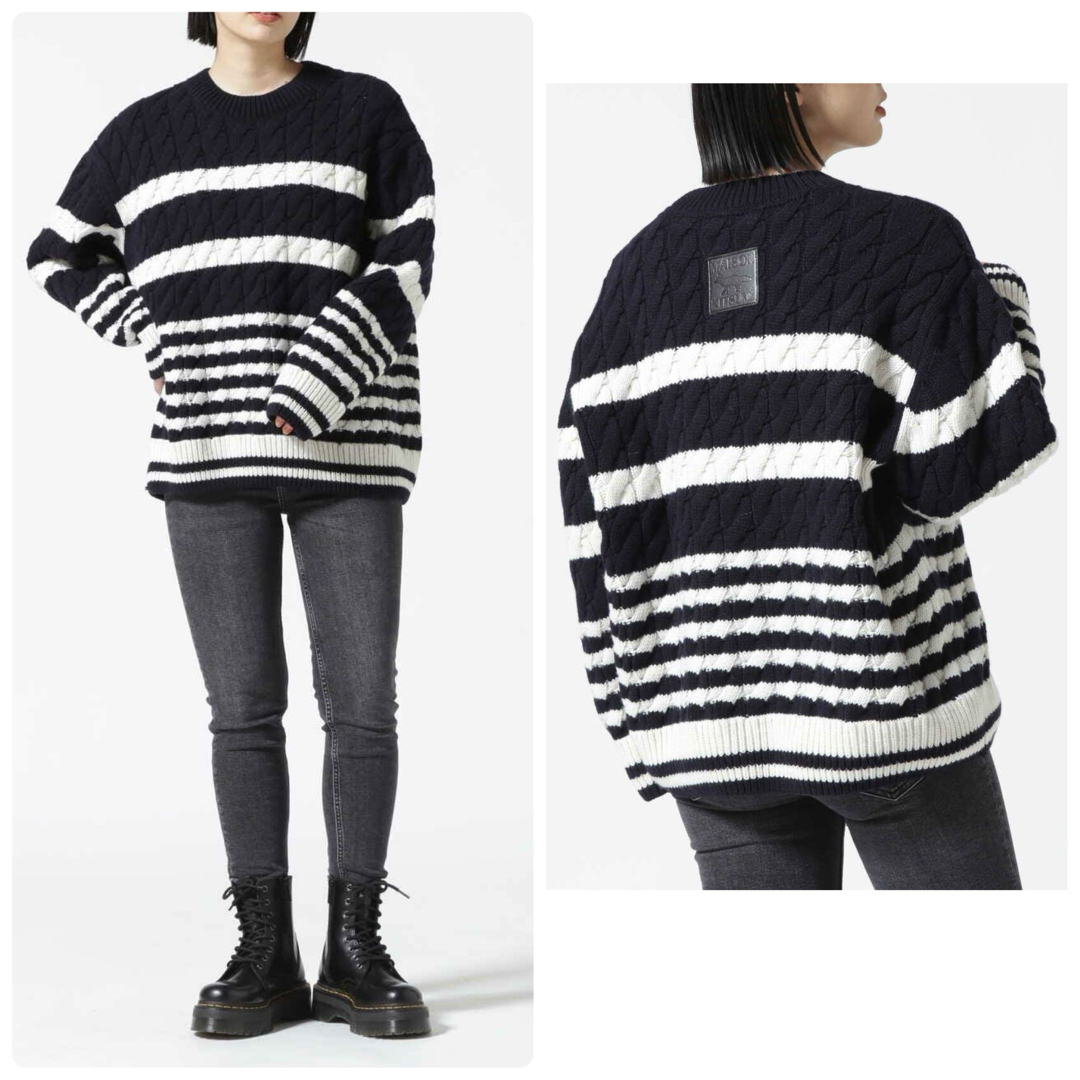 MAISON KITSUNE'(メゾンキツネ)のMAISON KITSUNE 22AW StripedCablePullover レディースのトップス(ニット/セーター)の商品写真