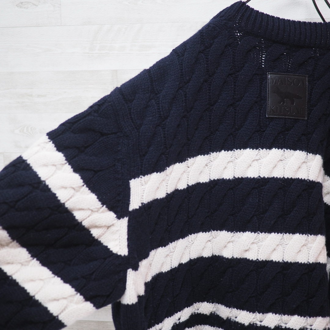 MAISON KITSUNE'(メゾンキツネ)のMAISON KITSUNE 22AW StripedCablePullover レディースのトップス(ニット/セーター)の商品写真