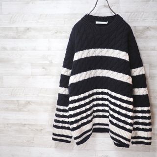 メゾンキツネ(MAISON KITSUNE')のMAISON KITSUNE 22AW StripedCablePullover(ニット/セーター)