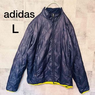 アディダス(adidas)のadidasダウンジャケット　メンズLサイズ　ネイビー(ダウンジャケット)