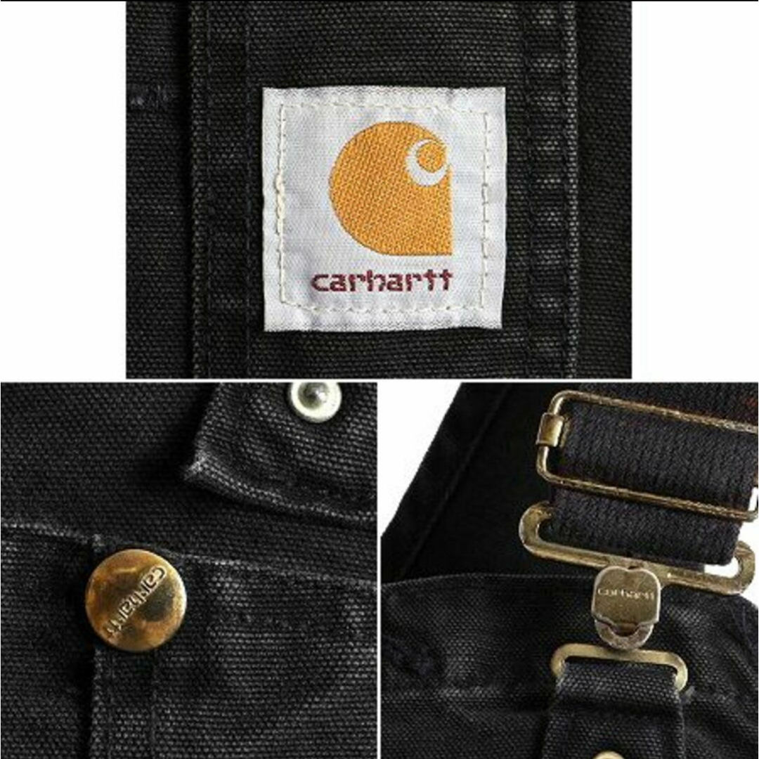 carhartt(カーハート)の80s カーハート 中綿 ダブルニー ダック オーバーオール 37 28 黒 メンズのパンツ(サロペット/オーバーオール)の商品写真