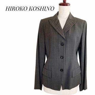 ヒロココシノ(HIROKO KOSHINO)のヒロココシノ プレタポルテ 受注会注文品 ストライプ  ジャケット カーキ(テーラードジャケット)