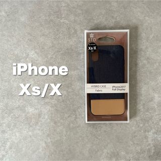 オウルテック(Owltech)のiPhoneXs/Xケース　ファブリックスリムケース　ネイビー×キャメル(iPhoneケース)