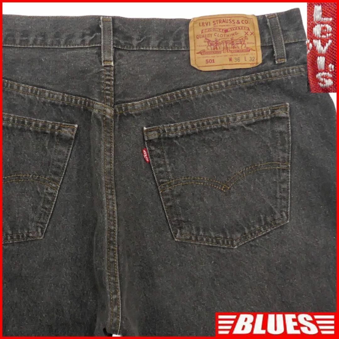 Levi's(リーバイス)の先染め リーバイス501 W36 ジーンズ USA ブラックデニム 黒JJ667 メンズのパンツ(デニム/ジーンズ)の商品写真