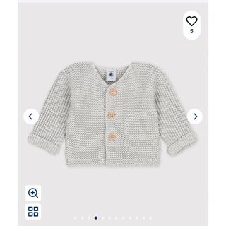 プチバトー(PETIT BATEAU)のプチバトー　ガーター編みニットカーディガン　オーガニック　18m81センチ(カーディガン/ボレロ)