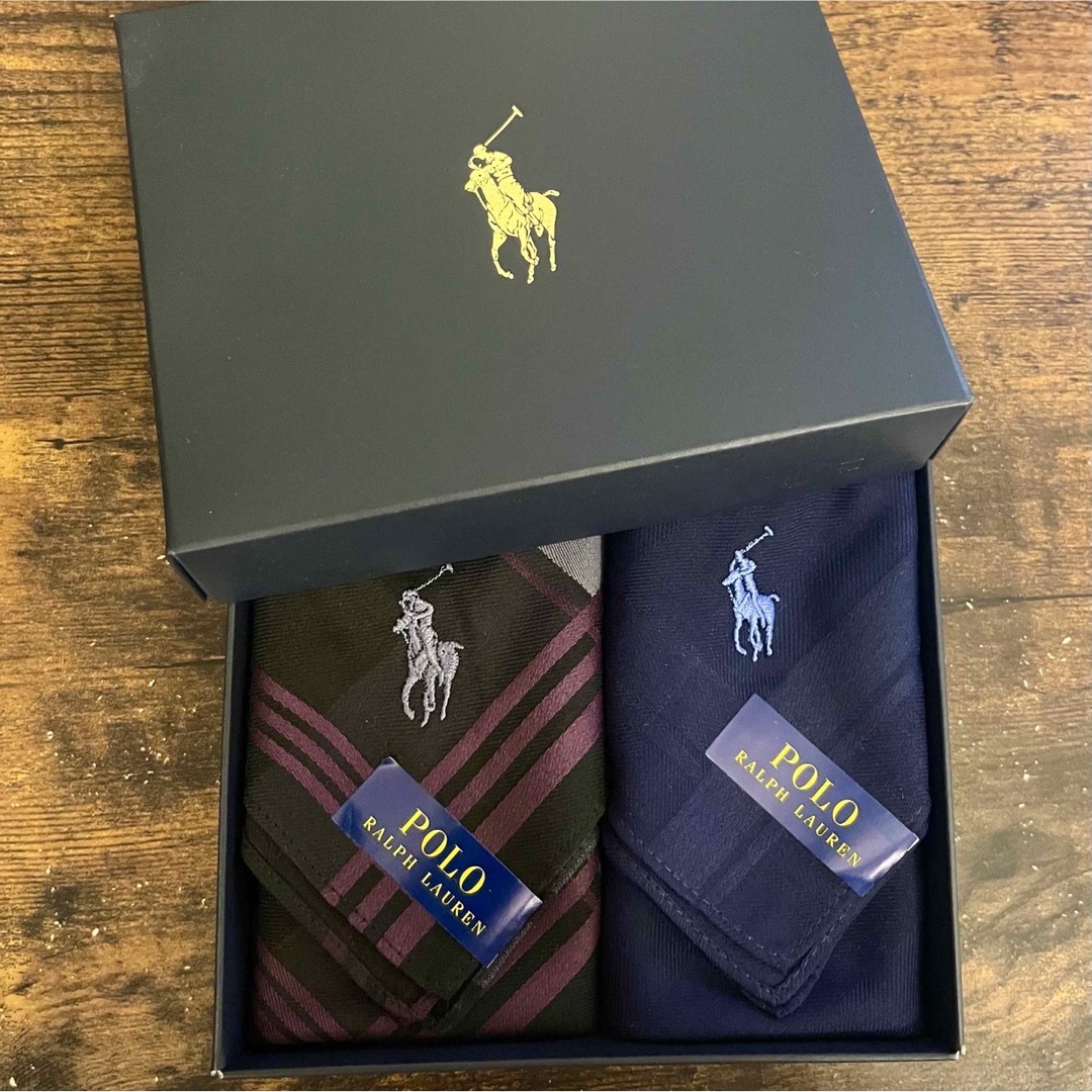 POLO RALPH LAUREN(ポロラルフローレン)の未使用 POLO RALPH LAUREN ハンカチ 2点 メンズのファッション小物(ハンカチ/ポケットチーフ)の商品写真