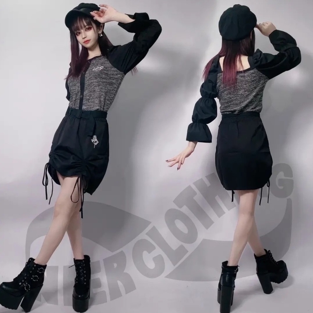 BLACK ROSE ARRANGE SKIRT【ベルト付き】 レディースのスカート(ミニスカート)の商品写真