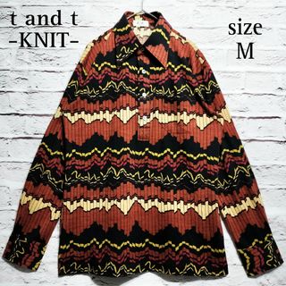 【日本製】t and t -KNIT- 総柄 ウールシャツ ハーフボタン(シャツ)