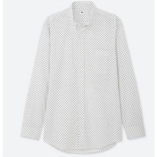 ユニクロ(UNIQLO)の新品●エクストラファインコットンブロードプリントシャツXL オフホワイト(シャツ)