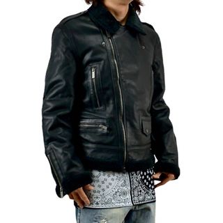 新品 Bolongaro Trevor ボア レザー B-3 ダブル ライダース(ライダースジャケット)