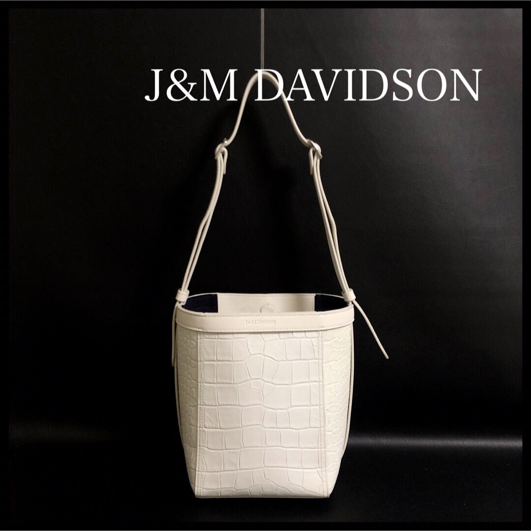 自民党 【美品】J&M DAVIDSON ショルダーバッグ クロコ型押し バケツ型