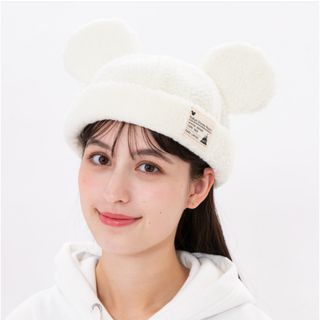 ディズニー(Disney)の★美品、即日発送可★ ディズニー　ミッキーハット　白　ファー　キャップ　バケハ(ハット)