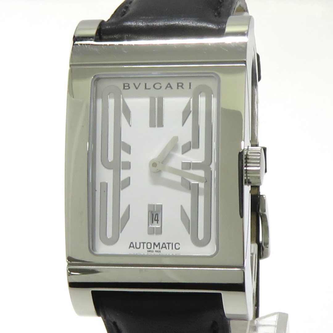 約W26×H45腕周りBVLGARI レッタンロゴ メンズ 腕時計 クオーツ SS ホワイト文字盤