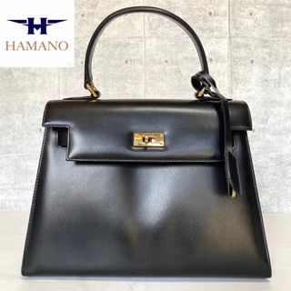 ハマノヒカクコウゲイ(濱野皮革工藝/HAMANO)の【HAMANO】濱野皮革工藝 皇室御用達 カーフレザー ゴールド金具ハンドバッグ(ハンドバッグ)