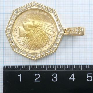 アメリカ インディアン 10ドル コイン 金貨 K21.6YG K18YG ペンダント
